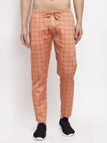 Jainish Men's Orange Checked Cotton Track Pants ( JOG 012Orange ) | Grocsy