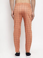 Jainish Men's Orange Checked Cotton Track Pants ( JOG 012Orange ) | Grocsy