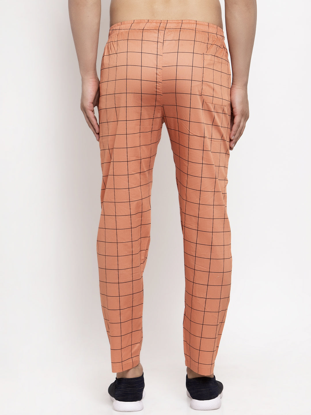 Jainish Men's Orange Checked Cotton Track Pants ( JOG 012Orange ) | Grocsy
