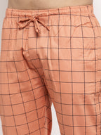 Jainish Men's Orange Checked Cotton Track Pants ( JOG 012Orange ) | Grocsy