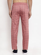 Jainish Men's Peach Checked Cotton Track Pants ( JOG 012Peach ) | Grocsy