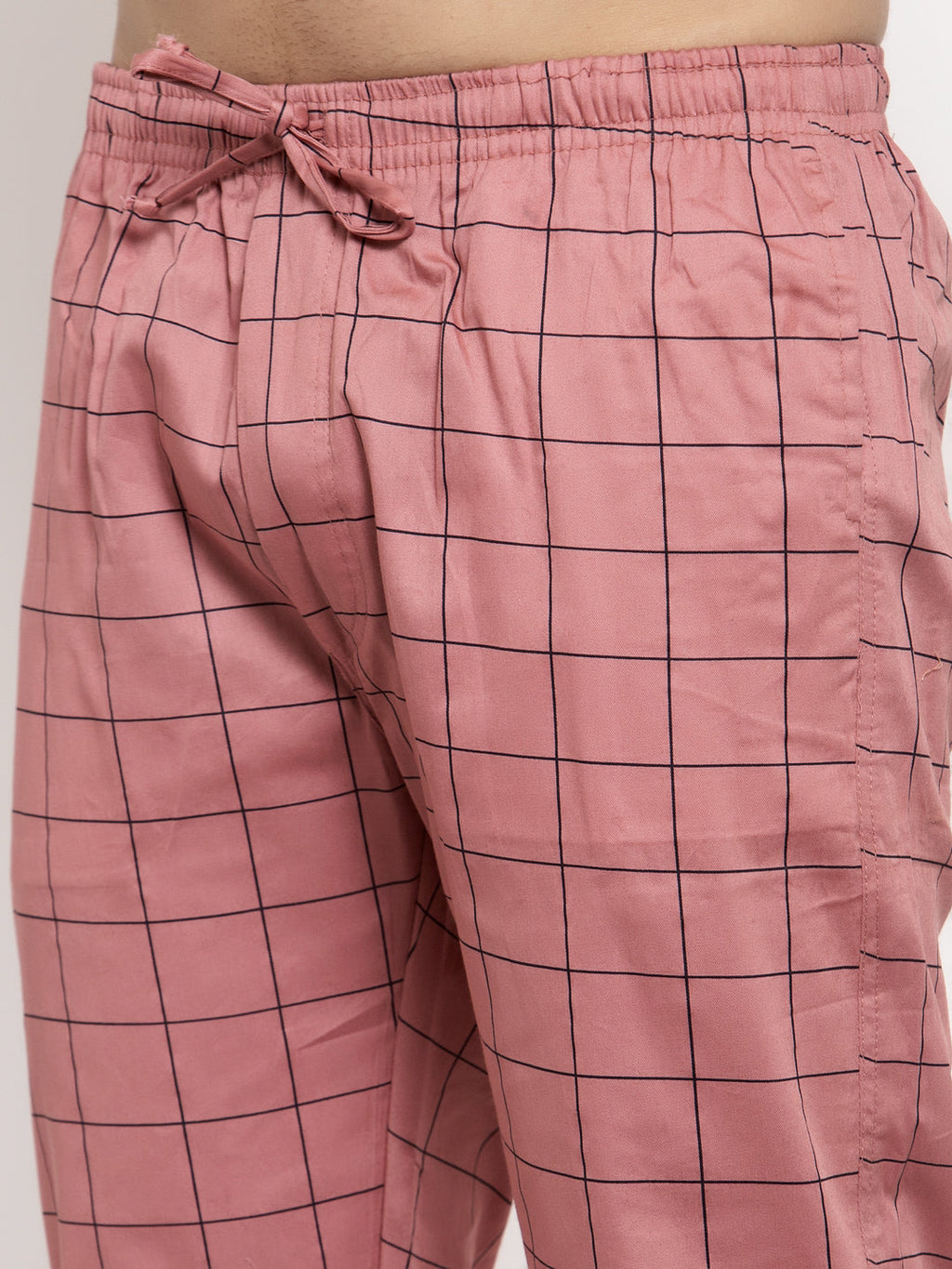 Jainish Men's Peach Checked Cotton Track Pants ( JOG 012Peach ) | Grocsy