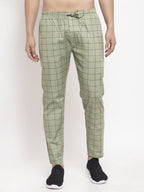 Jainish Men's Green Checked Cotton Track Pants ( JOG 012Pista ) | Grocsy
