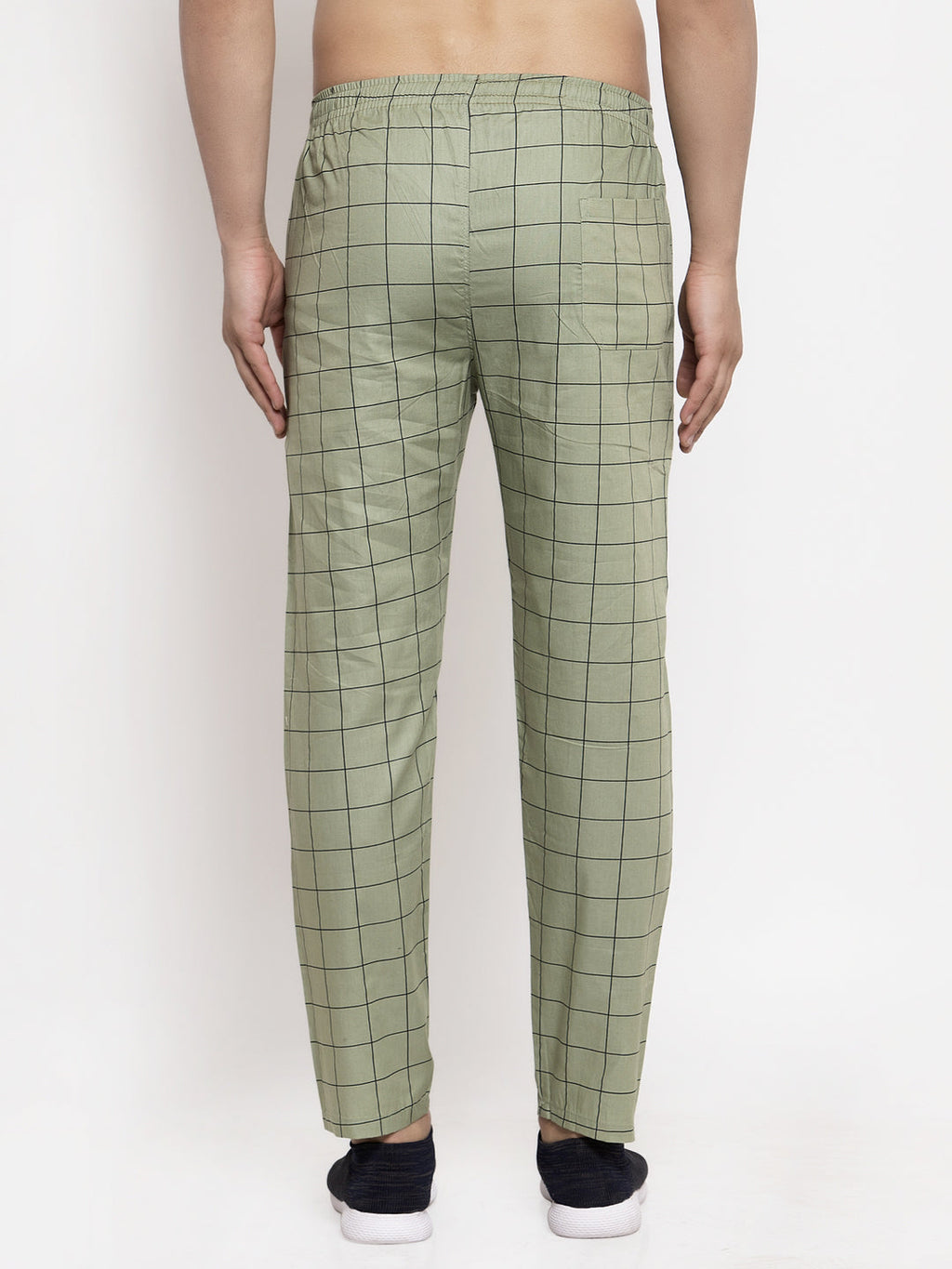Jainish Men's Green Checked Cotton Track Pants ( JOG 012Pista ) | Grocsy