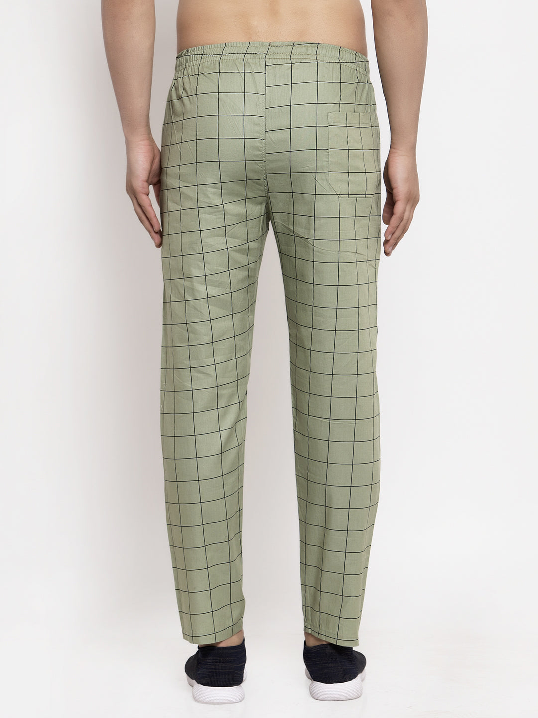 Jainish Men's Green Checked Cotton Track Pants ( JOG 012Pista ) | Grocsy