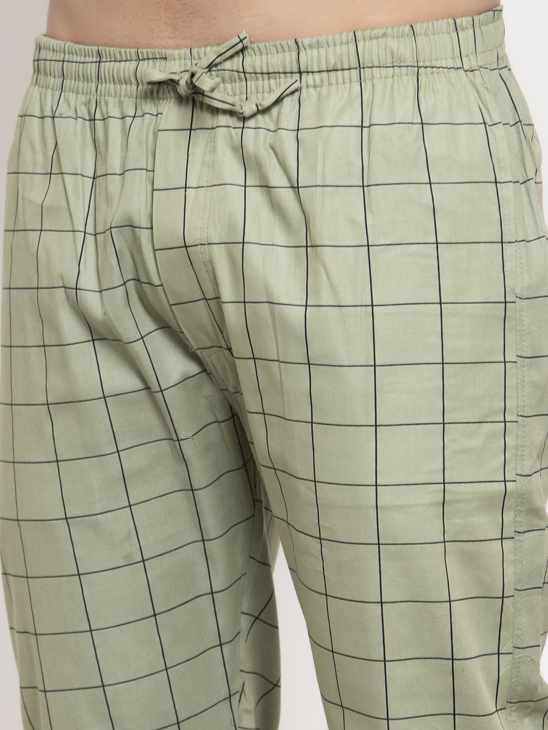 Jainish Men's Green Checked Cotton Track Pants ( JOG 012Pista ) | Grocsy