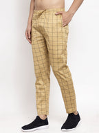 Jainish Men's Rust Checked Cotton Track Pants ( JOG 012Rust ) | Grocsy