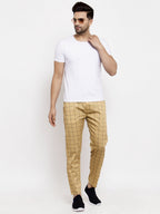 Jainish Men's Rust Checked Cotton Track Pants ( JOG 012Rust ) | Grocsy