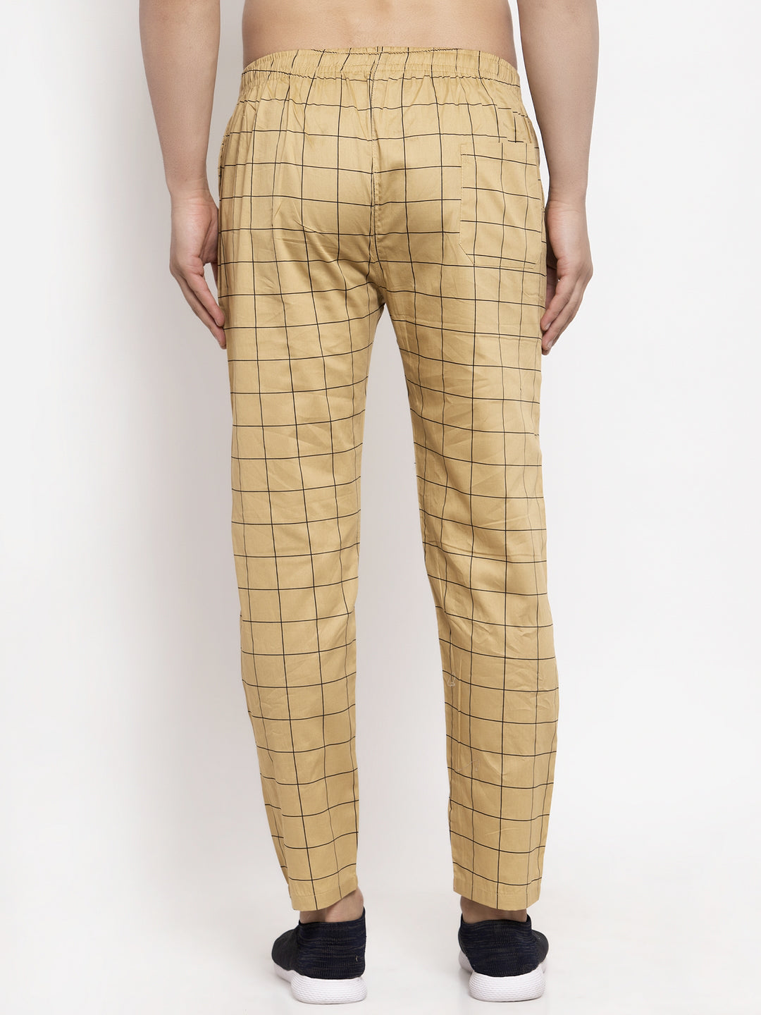 Jainish Men's Rust Checked Cotton Track Pants ( JOG 012Rust ) | Grocsy