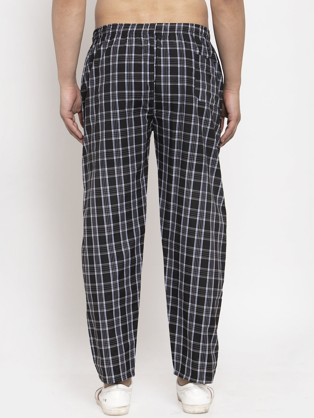 Jainish Men's Black Checked Cotton Track Pants ( JOG 013Black ) | Grocsy