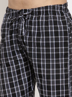 Jainish Men's Black Checked Cotton Track Pants ( JOG 013Black ) | Grocsy
