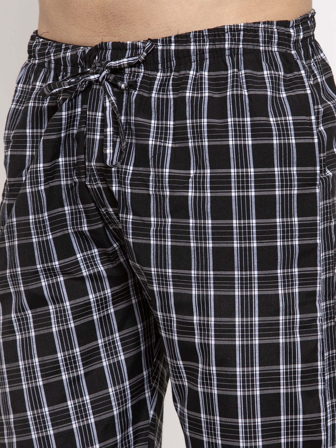 Jainish Men's Black Checked Cotton Track Pants ( JOG 013Black ) | Grocsy