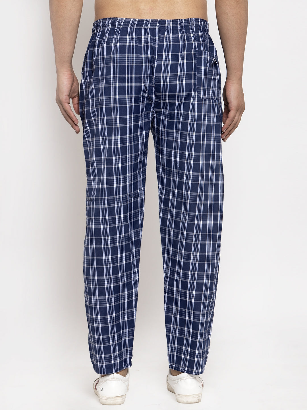 Jainish Men's Blue Checked Cotton Track Pants ( JOG 013Blue ) | Grocsy