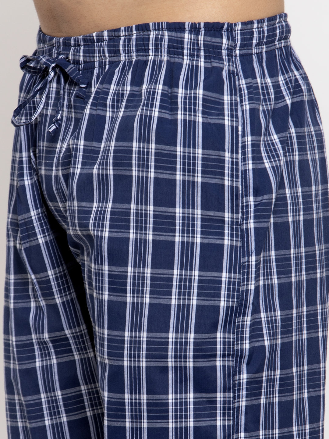 Jainish Men's Blue Checked Cotton Track Pants ( JOG 013Blue ) | Grocsy