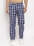 Jainish Men's Navy Blue Checked Cotton Track Pants ( JOG 013Navy-Blue ) | Grocsy