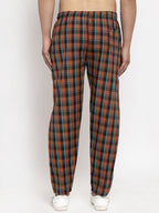 Jainish Men's Orange Checked Cotton Track Pants ( JOG 013Orange ) | Grocsy