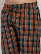 Jainish Men's Orange Checked Cotton Track Pants ( JOG 013Orange ) | Grocsy
