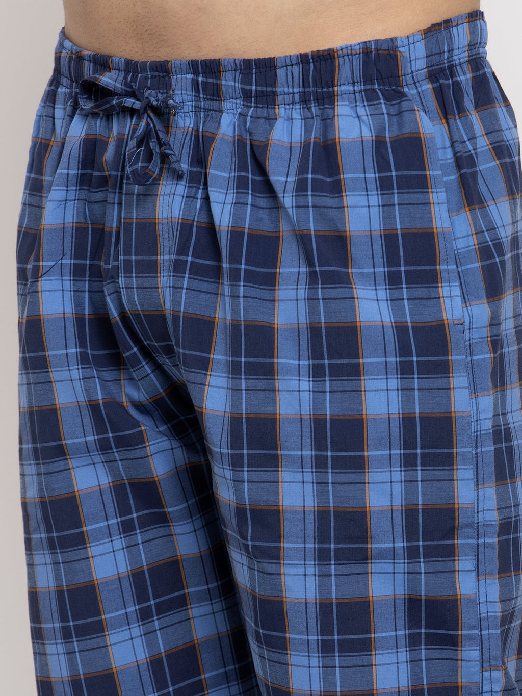 Jainish Men's Blue Checked Cotton Track Pants ( JOG 013Royal-Blue ) | Grocsy