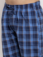 Jainish Men's Blue Checked Cotton Track Pants ( JOG 013Royal-Blue ) | Grocsy
