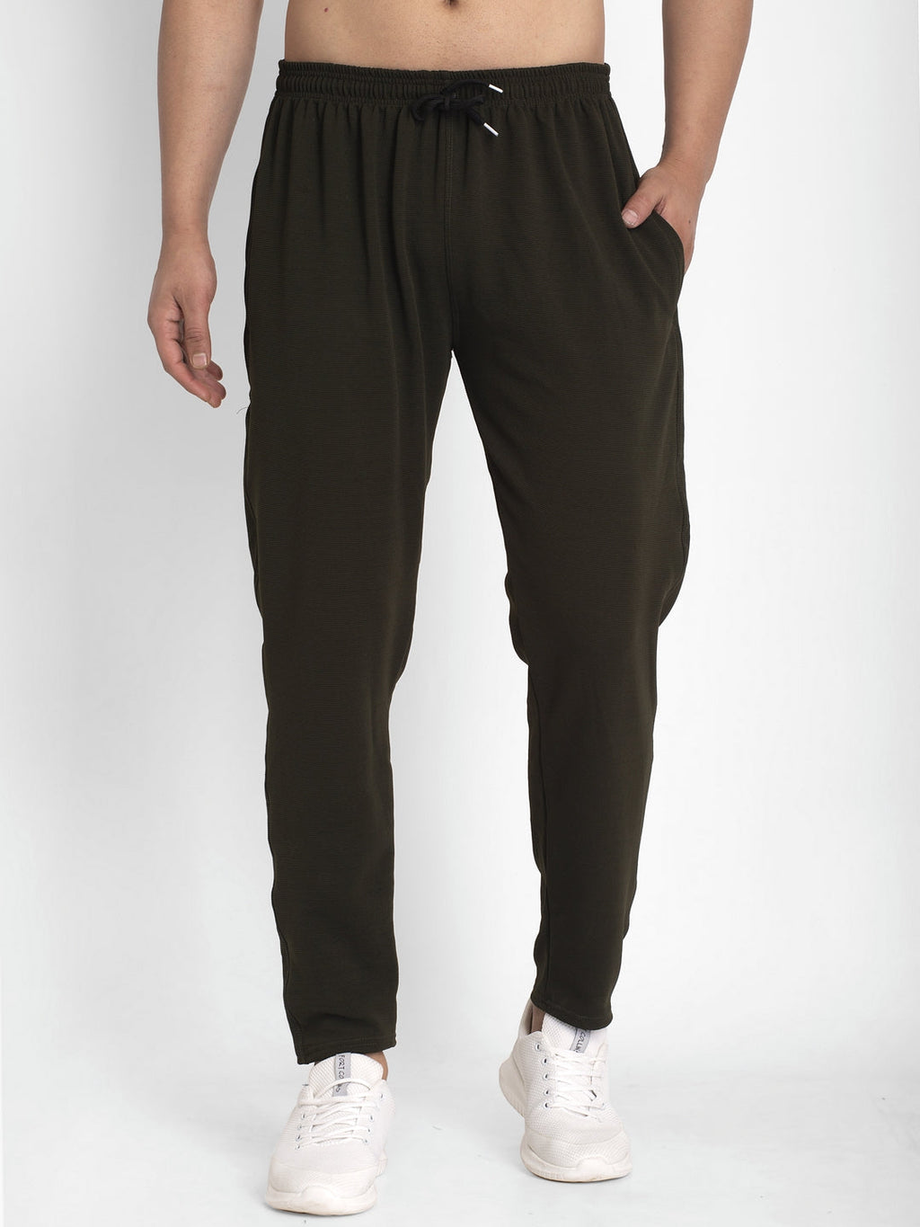 Jainish Men's Olive Solid Track Pants ( JOG 014Olive ) | Grocsy