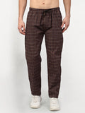 Jainish Men's Brown Cotton Checked Track Pants ( JOG 015Brown ) | Grocsy