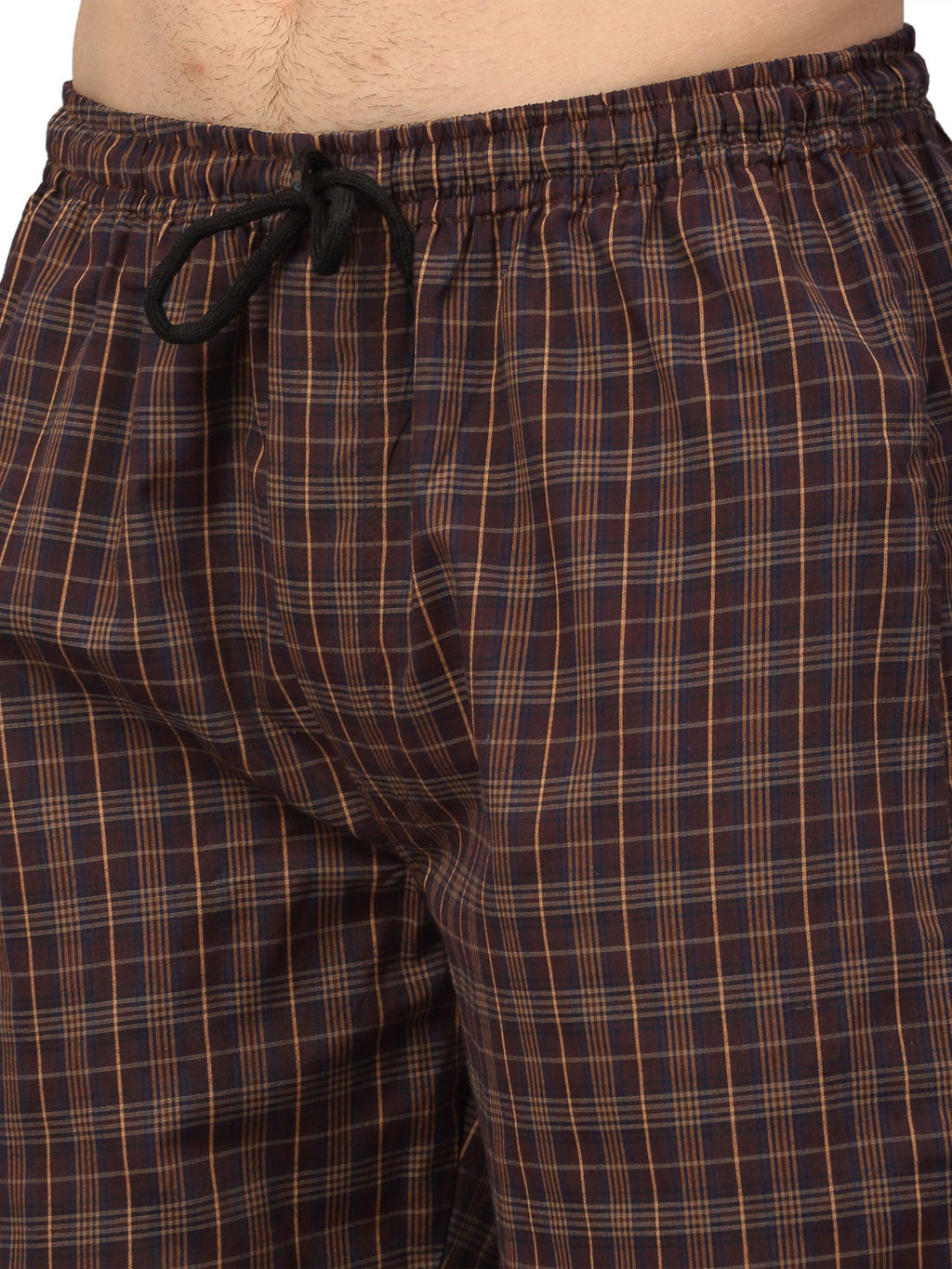 Jainish Men's Brown Cotton Checked Track Pants ( JOG 015Brown ) | Grocsy