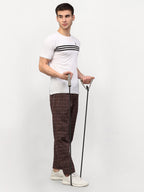 Jainish Men's Brown Cotton Checked Track Pants ( JOG 015Brown ) | Grocsy