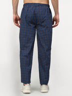 Jainish Men's Navy Blue Cotton Checked Track Pants ( JOG 015Navy ) | Grocsy