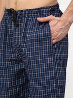 Jainish Men's Navy Blue Cotton Checked Track Pants ( JOG 015Navy ) | Grocsy