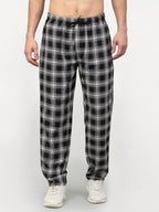Jainish Men's Black Cotton Checked Track Pants ( JOG 016Black ) | Grocsy
