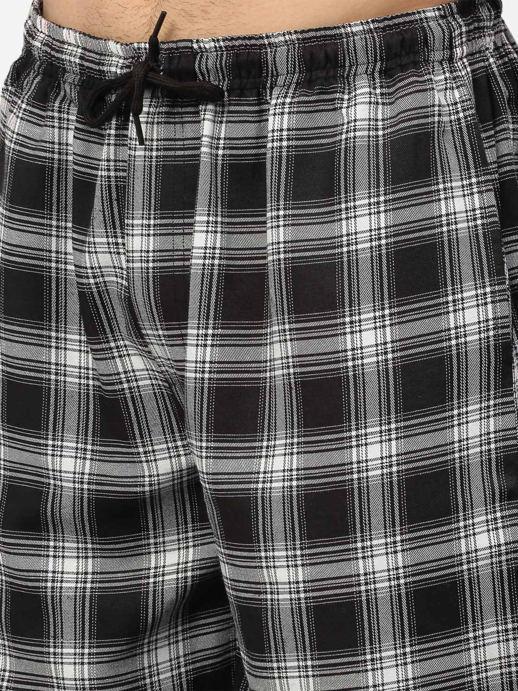 Jainish Men's Black Cotton Checked Track Pants ( JOG 016Black ) | Grocsy