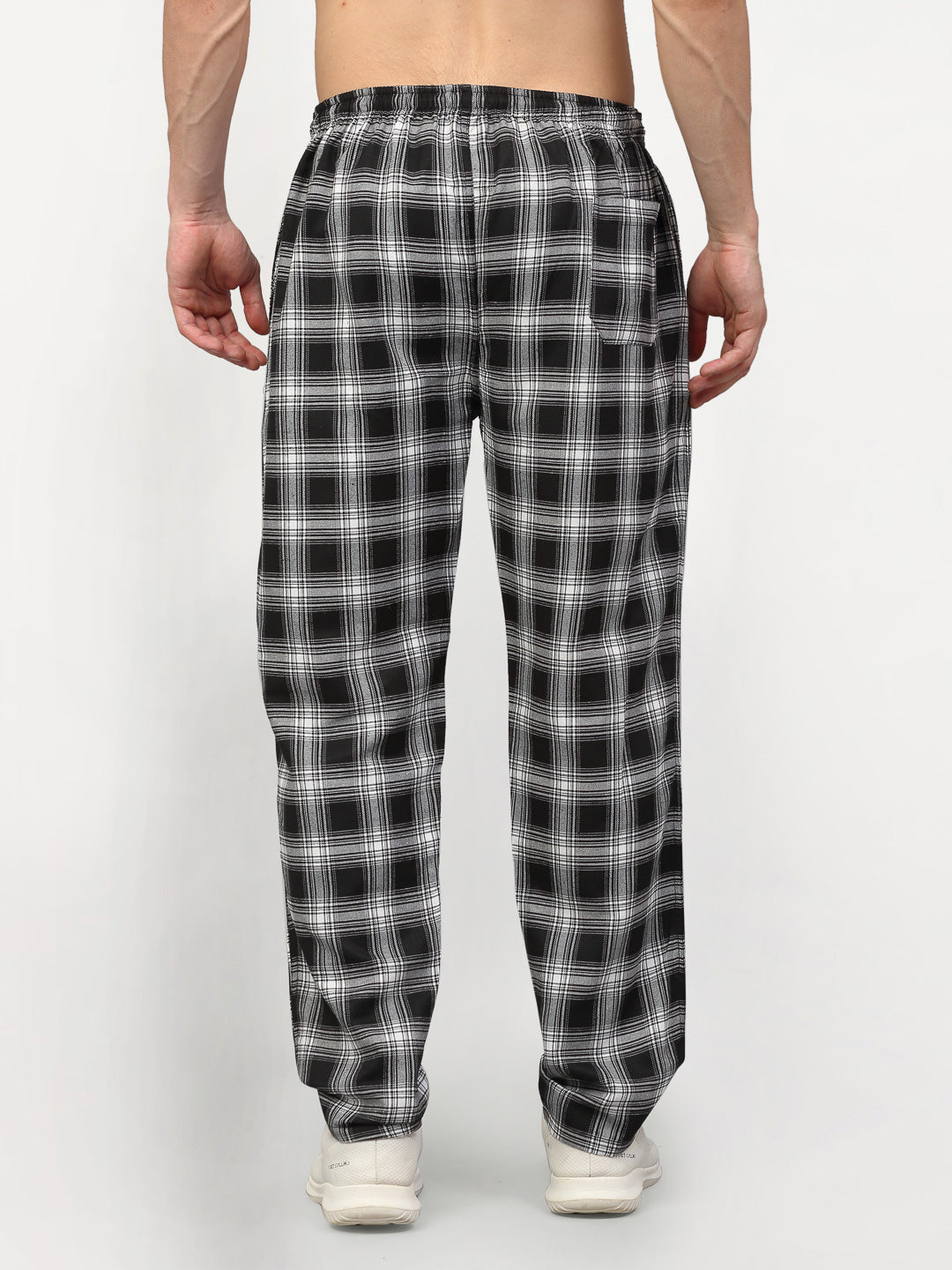 Jainish Men's Black Cotton Checked Track Pants ( JOG 016Black ) | Grocsy