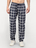 Jainish Men's Navy Blue Cotton Checked Track Pants ( JOG 016Navy ) | Grocsy