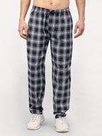Jainish Men's Navy Blue Cotton Checked Track Pants ( JOG 016Navy ) | Grocsy