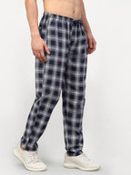 Jainish Men's Navy Blue Cotton Checked Track Pants ( JOG 016Navy ) | Grocsy