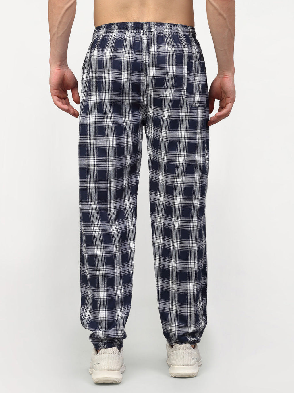 Jainish Men's Navy Blue Cotton Checked Track Pants ( JOG 016Navy ) | Grocsy
