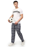 Jainish Men's Navy Blue Cotton Checked Track Pants ( JOG 016Navy ) | Grocsy