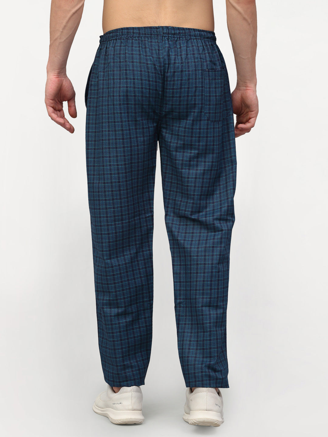 Jainish Men's Blue Cotton Checked Track Pants ( JOG 017Blue ) | Grocsy