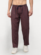 Jainish Men's Maroon Cotton Checked Track Pants ( JOG 017Maroon ) | Grocsy
