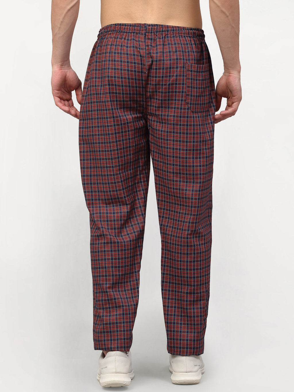 Jainish Men's Maroon Cotton Checked Track Pants ( JOG 017Maroon ) | Grocsy