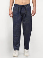 Jainish Men's Navy Blue Cotton Checked Track Pants ( JOG 017Navy-Grey ) | Grocsy
