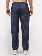 Jainish Men's Navy Blue Cotton Checked Track Pants ( JOG 017Navy-Grey ) | Grocsy