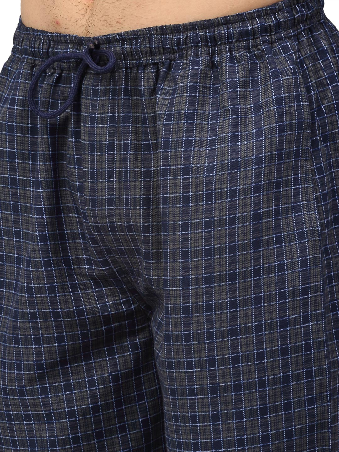 Jainish Men's Navy Blue Cotton Checked Track Pants ( JOG 017Navy-Grey ) | Grocsy