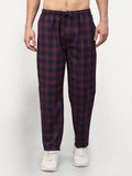Jainish Men's Blue Cotton Checked Track Pants ( JOG 018Blue-Red ) | Grocsy