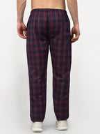 Jainish Men's Blue Cotton Checked Track Pants ( JOG 018Blue-Red ) | Grocsy