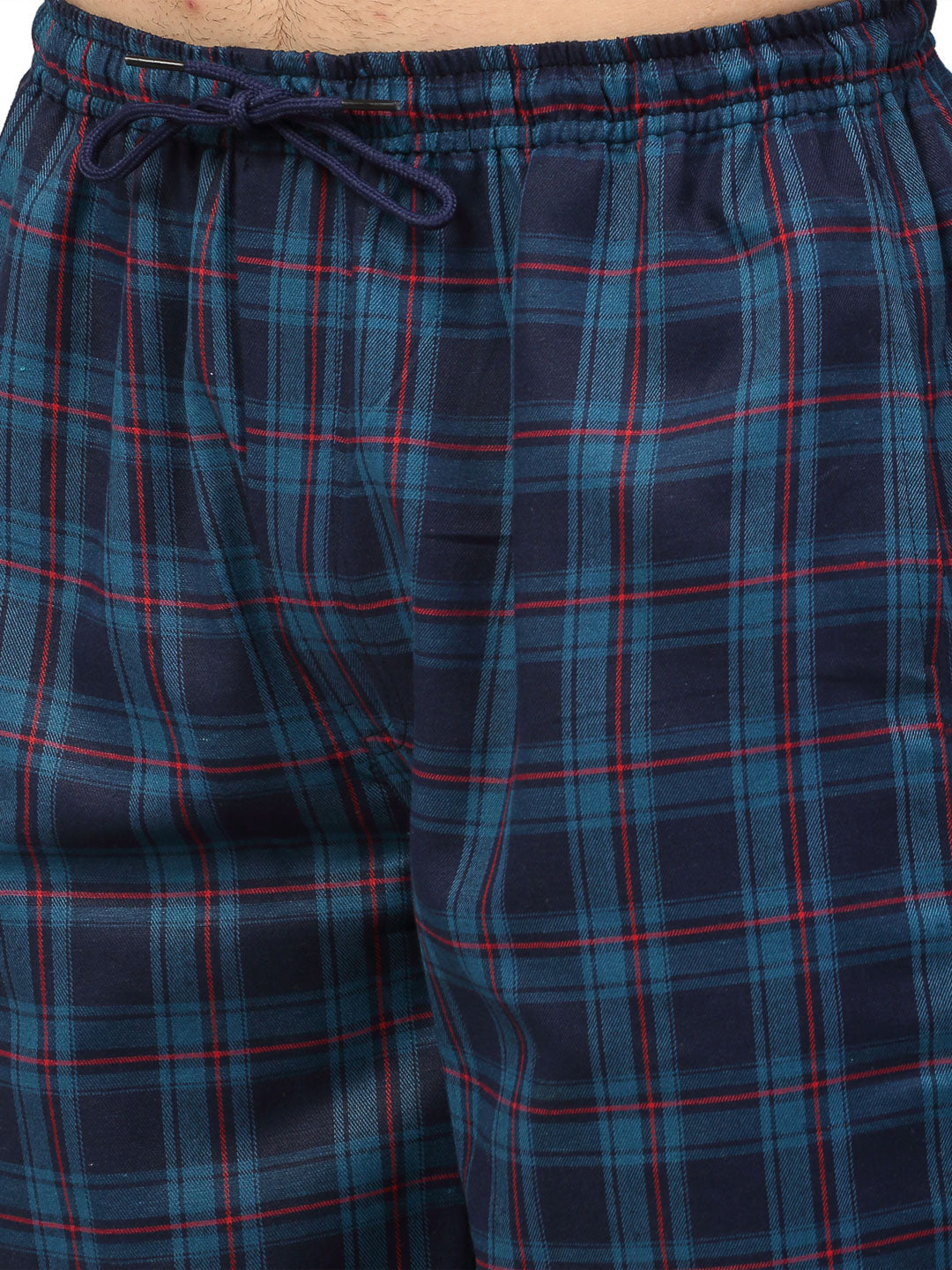 Jainish Men's Blue Cotton Checked Track Pants ( JOG 018Blue ) | Grocsy