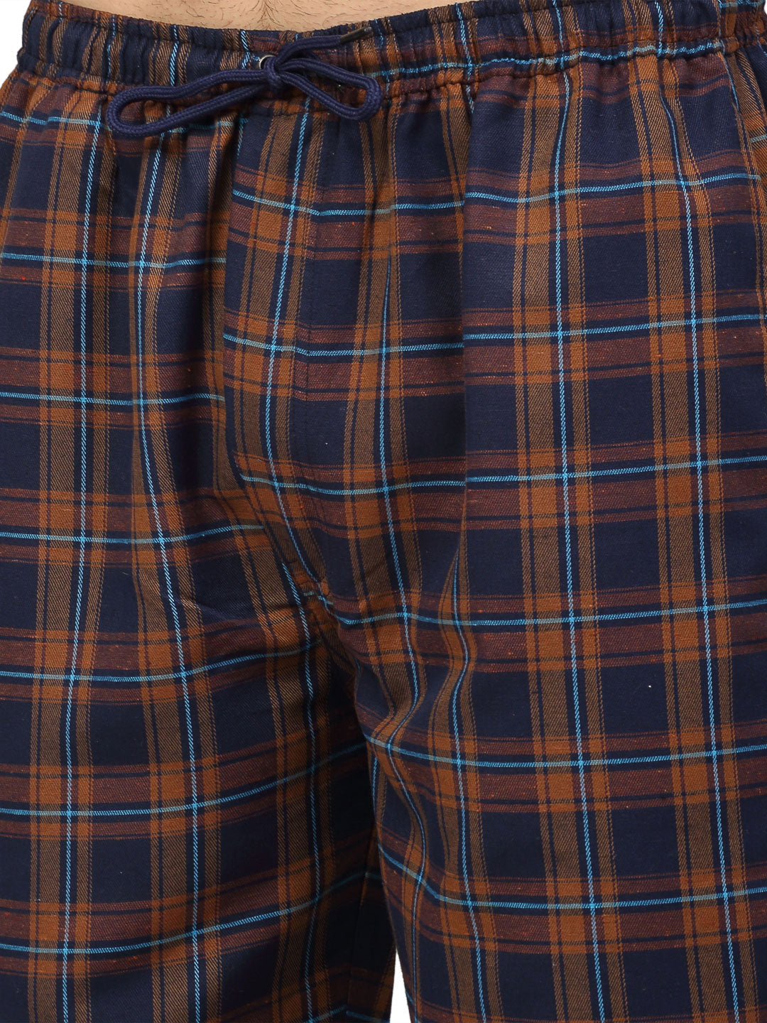 Jainish Men's Orange Cotton Checked Track Pants ( JOG 018Orange-Blue ) | Grocsy