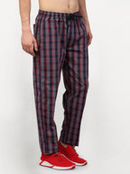 Jainish Men's Grey Cotton Checked Track Pants ( JOG 019Grey-Red ) | Grocsy
