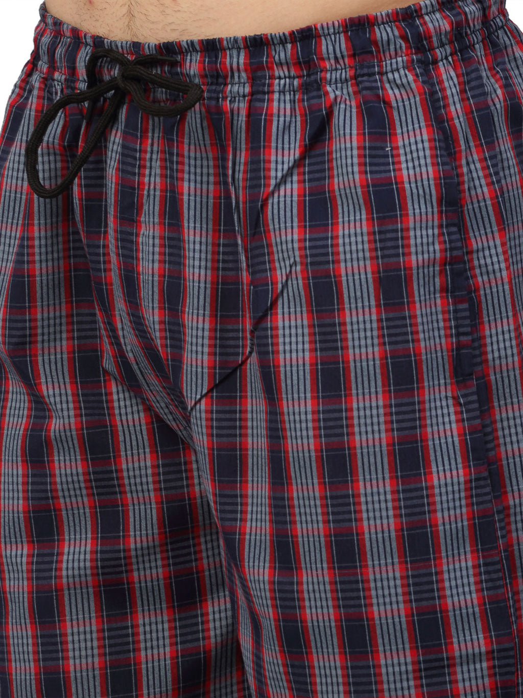 Jainish Men's Grey Cotton Checked Track Pants ( JOG 019Grey-Red ) | Grocsy
