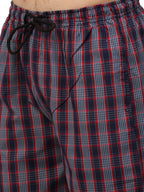 Jainish Men's Grey Cotton Checked Track Pants ( JOG 019Grey-Red ) | Grocsy